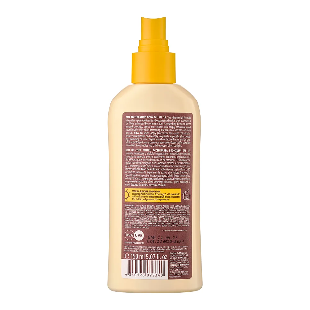 Ulei de Corp pentru Accelerarea Bronzului SPF15, 150ml, Viorica