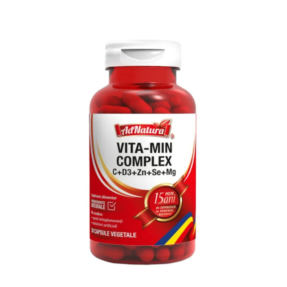 VITA-MIN COMPLEX C+D3+Zn+Se+Mg, 30 capsule, AdNatura