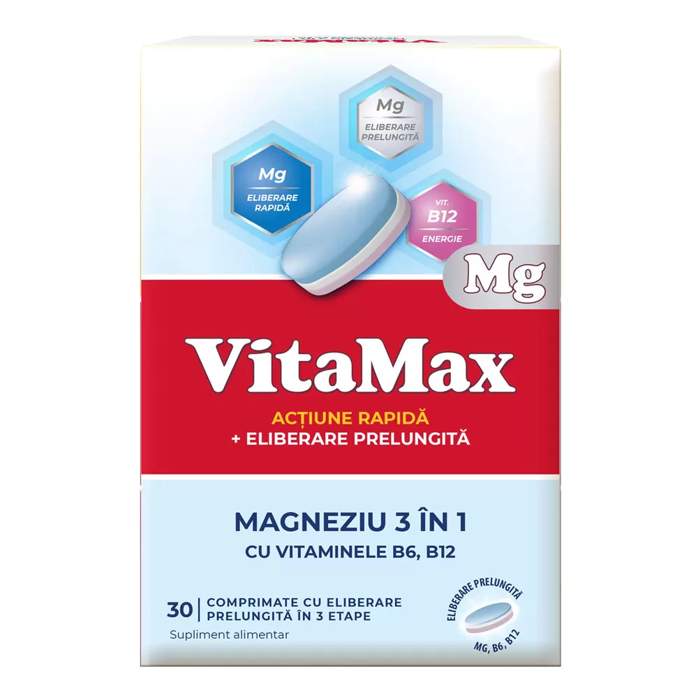 VitaMax Magneziu 3in1, 30 comprimate, Perrigo