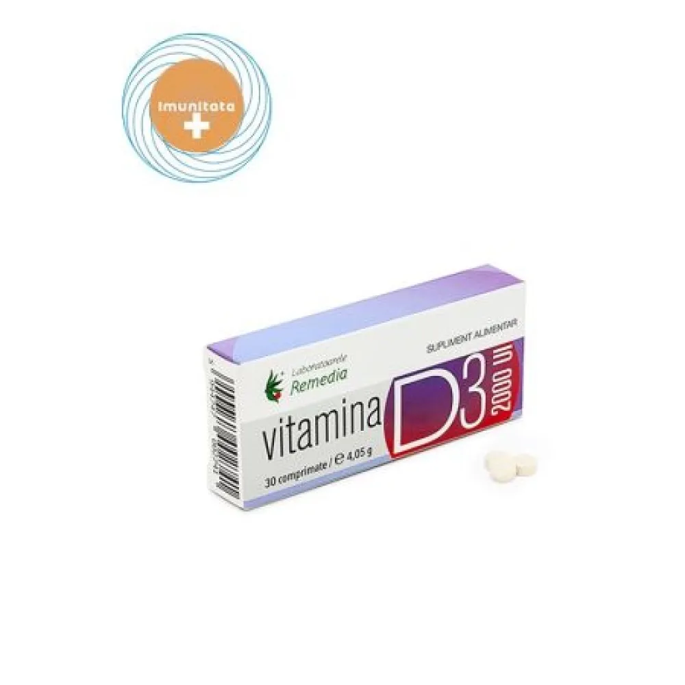 Vitamina D3 2000UI, 30 comprimate, Remedia