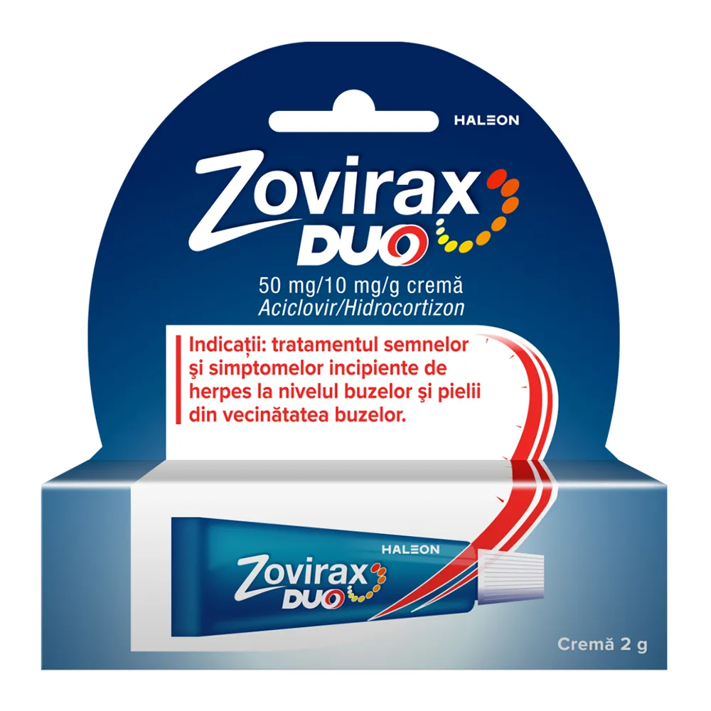 Zovirax Duo crema, 50 mg/10mg/g, 2 g, Haleon