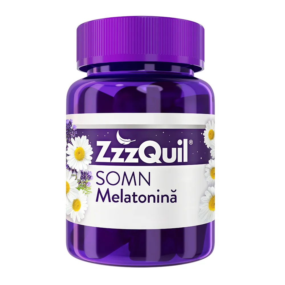 ZzzQuil Natura cu Melatonina, Vitamina B6, Musetel, Valeriana si Lavanda,  30 jeleuri