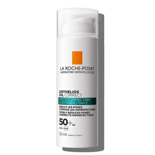  Crema cu protectie solara SPF 50+ pentru fata cu efect matifiant si de reducere a imperfectiunilor pentru tenul gras, 50 ml, Anthelios Oil Correct, La Roche Posay