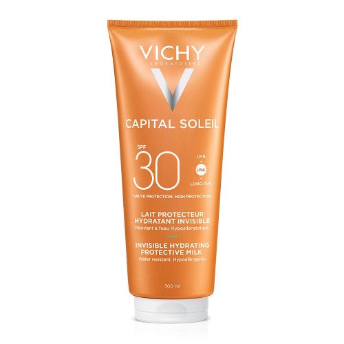 Lapte hidratant pentru protectie solara SPF 30+, pentru fata si corp, 300 ml, Capital Soleil, Vichy