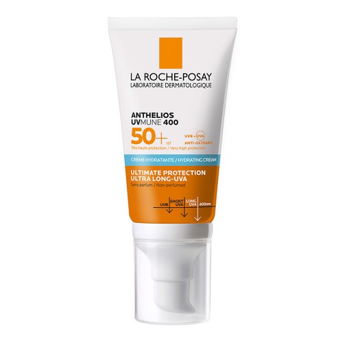 Crema hidratanta cu protectie solara SPF 50+ pentru fata, ten sensibil sau intolerant la soare, fara parfum, 50 ml, Anthelios UV-Mune 400 , La Roche Posay