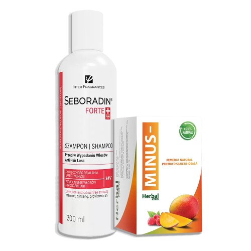 Pachet Promo Capsule pentru slabit Minus & Sampon impotriva caderii parului Seboradin Forte, 200 ml