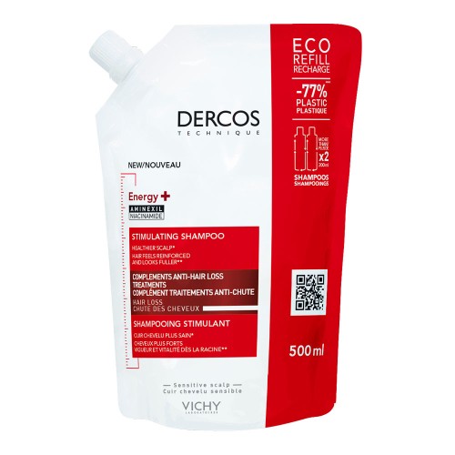 Rezerva eco sampon cu actiune energizanta Dercos Energy+, 500 ml, Vichy