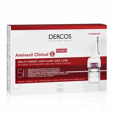 Tratament fiole impotriva caderii parului pentru femei Aminexil Clinical 5, 21 x 6ml, Dercos