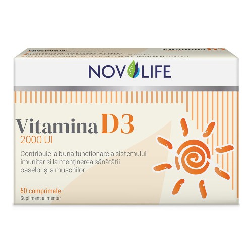 Vitamina D3 2000UI, 60 comprimate, Novolife