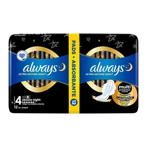 Absorbante Always Ultra Secure Night, 12 bucati