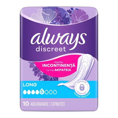 Absorbante Incontinenta Long Discreet, 10 buc, Always