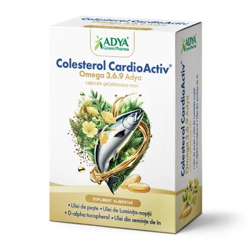 Colesterol CardioActiv Omega 3-6-9, 30 capsule moi, Adya