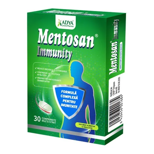 Mentosan Immunity, 30 comprimate masticabile, Adya