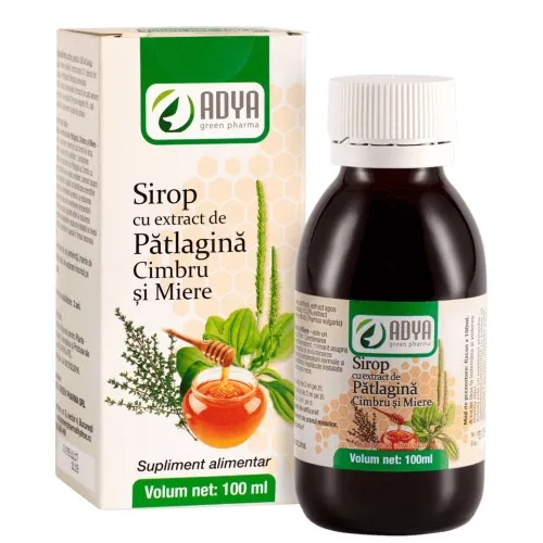 Sirop Patlagina, Cimbru si Miere, 100ml, Adya