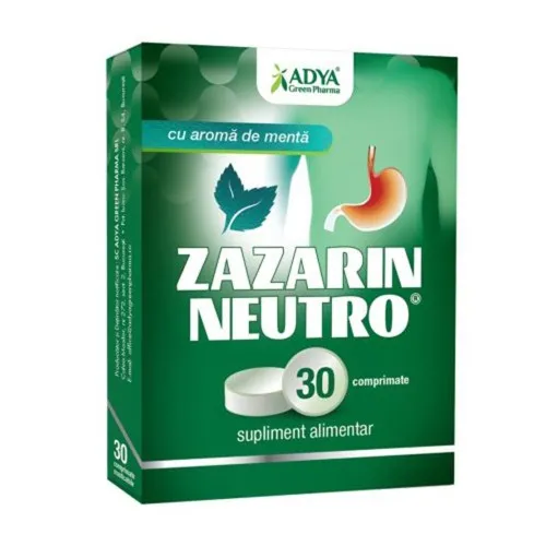 Zazarin Neutro Aroma Menta, 30 comprimate, Adya