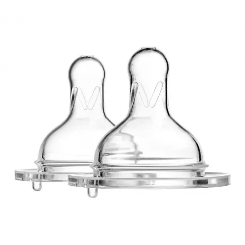 Tetine Anticolici Flux Mediu pentru Biberon cu Gât Larg A0120, 3-6 luni, 2 bucăți, Akuku