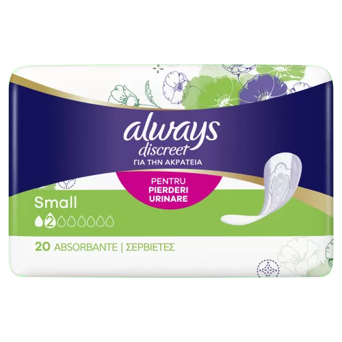 Absorbante pentru incontinenta urinara Always Discreet Small, 20 bucati