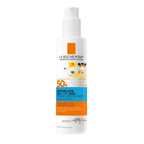 Anthelios UVMUNE 400 Dermo-Pediatrics Spray Invizibil SPF50+ cu protecție solară foarte ridicată potrivit pentru pielea sensibilă sau cu tendință atopică a copiilor, 200ml, La Roche-Posay