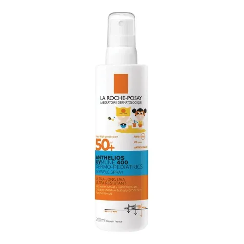 Anthelios UVMUNE 400 Dermo-Pediatrics Spray Invizibil SPF50+ cu protecție solară foarte ridicată potrivit pentru pielea sensibilă sau cu tendință atopică a copiilor, 200ml, La Roche-Posay