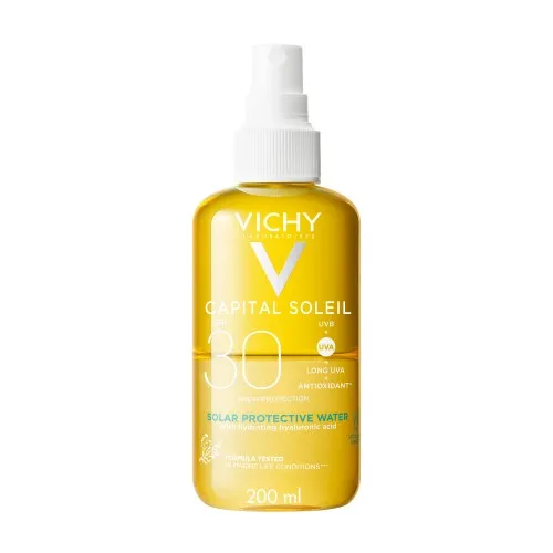 Apa cu protectie solara SPF 30, cu acid hialuronic, pentru fata si corp, 200 ml, Capital Soleil, Vichy