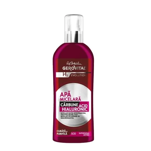 Apa micelara cu carbune si acid hialuronic Gerovital H3 Evolution, 150ml, Farmec