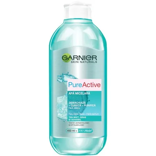 Apa micelara pentru ten mixt cu tendinta de ingrasare Pure Active Skin Naturals, 400 ml, Garnier