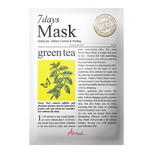 Masca servetel cu ceai verde, 7Days Mask, 20g, Ariul