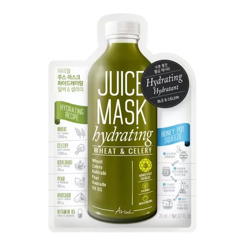 Masca servetel cu grau si telina Juice Mask Hydrating, 20 g, Ariul