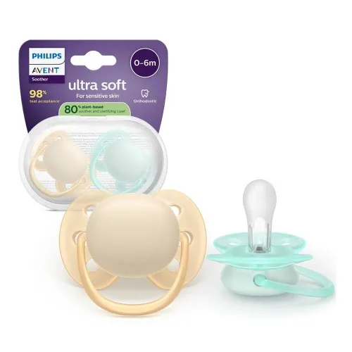 Suzeta Ortodontica Ultra Soft Sensitive 0-6luni 091/40, 2 buc, Avent Philips