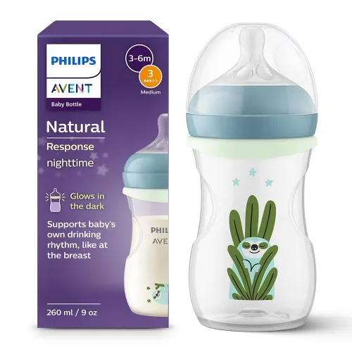 Biberon Natural Response Glow 3-6luni 903/81, 260ml, Philips Avent