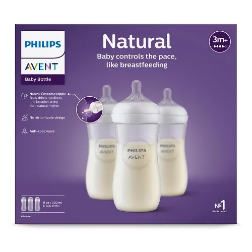 Set biberoane Natural Response, 6 luni+, SCY906/03, 3 x 330 ml, Philips Avent
