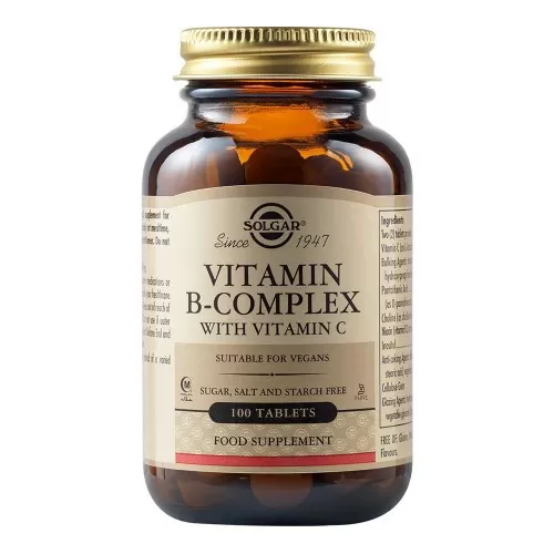 B Complex cu Vitamina C, 100 capsule, Solgar