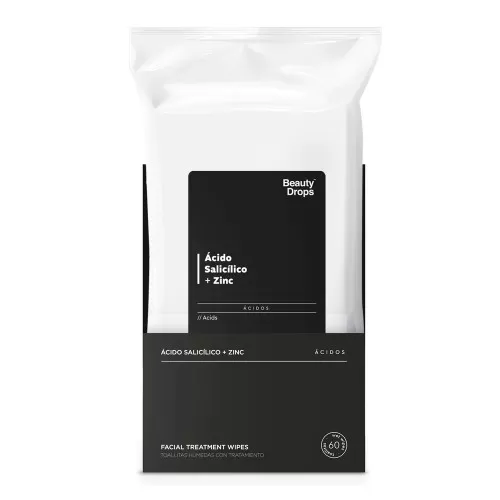 Servetele faciale cu acid salicilic si zinc, 60 bucati, Beauty Drops