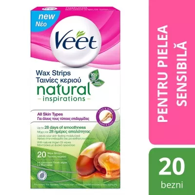 Benzi cu ceara rece pentru fata Natural Inspirations, 20 bucati, Veet