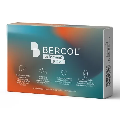 Bercol cu Berberina si Crom, 30 comprimate filmate, NaturPharma