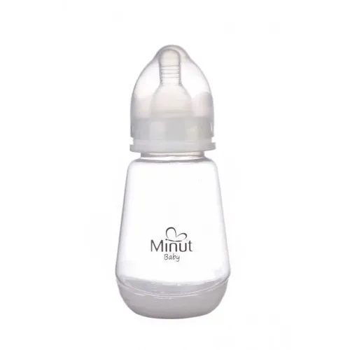 Biberon cu tetina din silicon si capac pentru 0+ Baby, 150ml, Minut