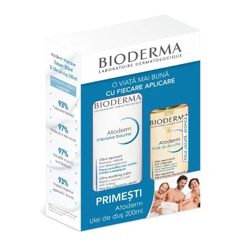 Bioderma Atoderm Intensive Balsam, 500ml + Atoderm Ulei de Dus, 200ml (Pachet Promo)