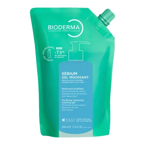 Gel Spumant Eco Refill Sebium, 400ml, Bioderma