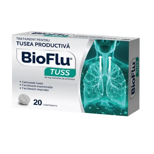 Bioflu Tuss, 30 mg, 20 comprimate, Biofarm