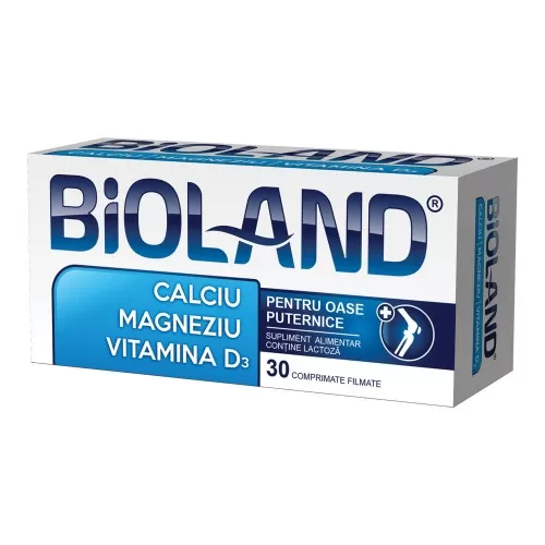 Calciu Magneziu cu Vitamina D3 Bioland, 30 comprimate, Biofarm