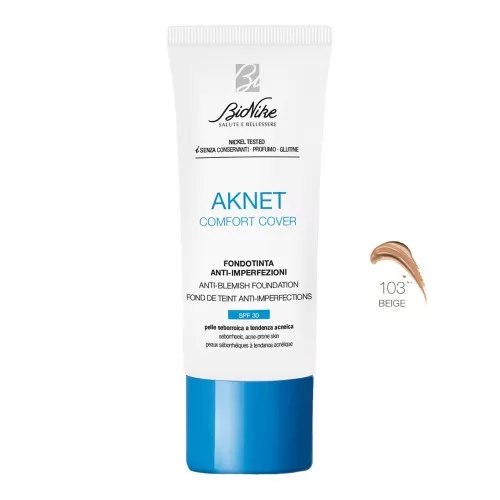 Fond de ten pentru tenul acneic Aknet Comfort Cover 103 Beige, 30ml, Bionike