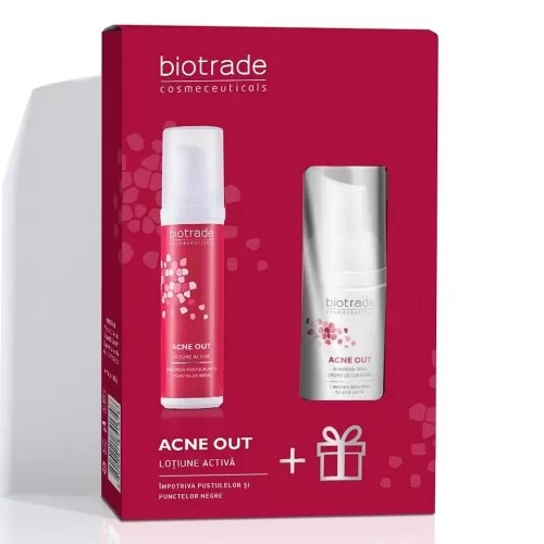 Pachet Acne Out Lotiune activa 60ml + Spuma de curatare 20ml Gratuit, Biotrade