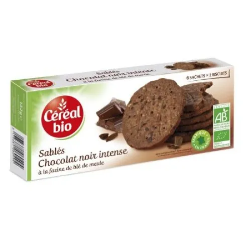 Biscuiti cu ciocolata neagra, 132g, Cereal Bio