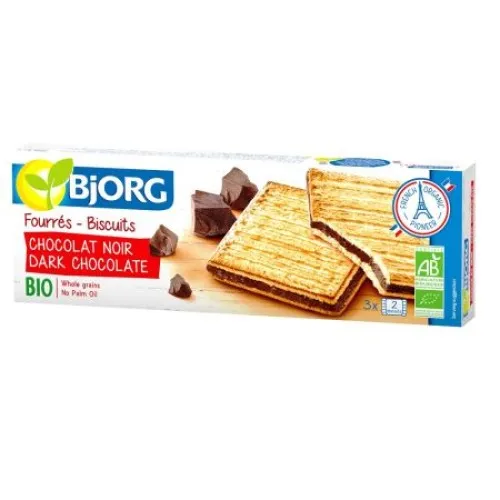 Biscuiti eco umpluti cu ciocolata neagra, 150g, Bjorg