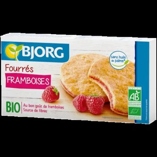 Biscuiti eco umpluti cu zmeura, 175g, Bjorg