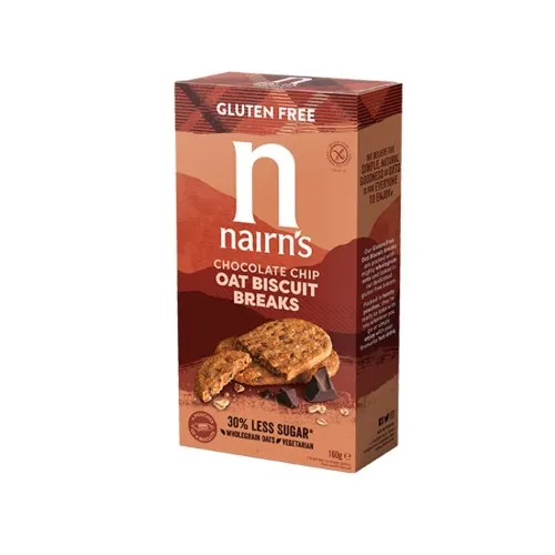 Biscuiti fara gluten din ovaz integral cu ciocolata, 160g, Nairn's