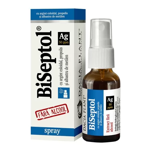 Biseptol Spray cu argint coloidal, 20ml, Dacia Plant