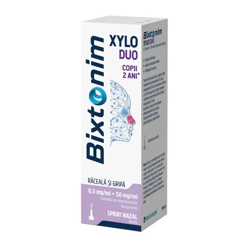 Bixtonim Xylo Duo copii, 0.5 mg/ml + 50 mg/ml spray nazal, soluție, 10,5 ml, Biofarm
