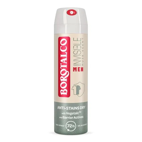 Deodorant Spray Men Musk Scent Invisible, 150ml, Borotalco