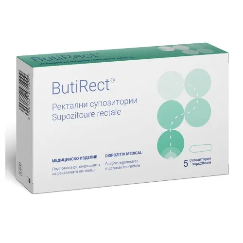 Supozitoare rectale cu efect protector si reparator Butirect, 5 bucati, Naturpharma